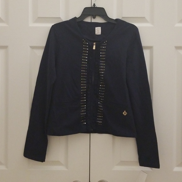 NWT Gaudi Jeans Navy Blue zipper sweatshirt - Picture 1 of 4